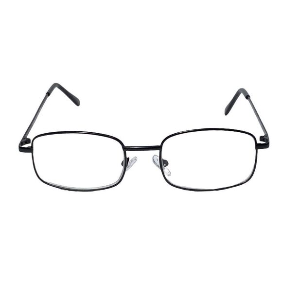 Reading Glasses 2.50 Rectangular Black Metal Readers - Picture 1 of 10